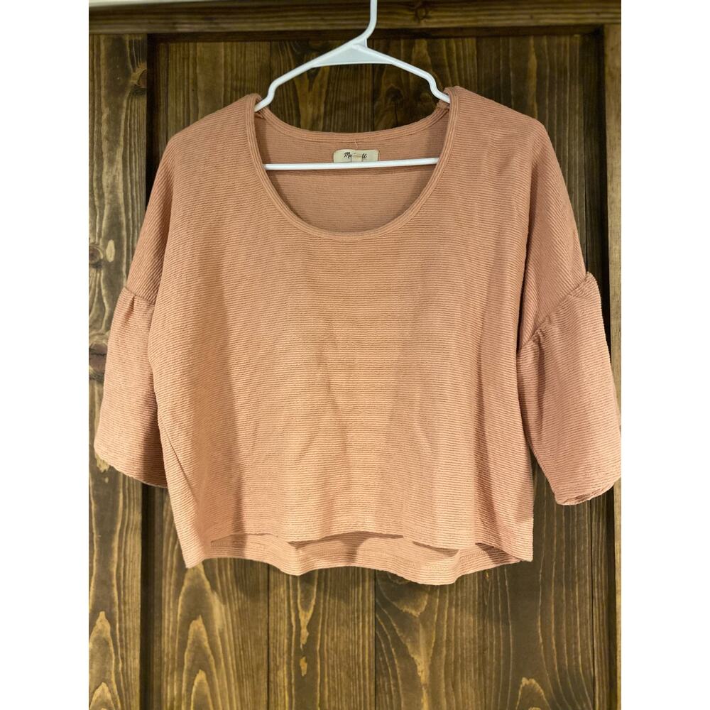 Madewell Cropped Ribbed Ruffle Top